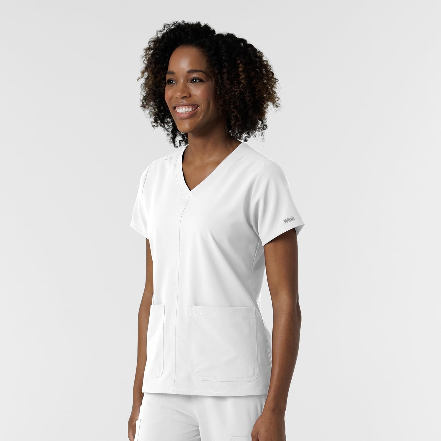 Wink Women’s Women’s V-Neck Scrub Top(White)