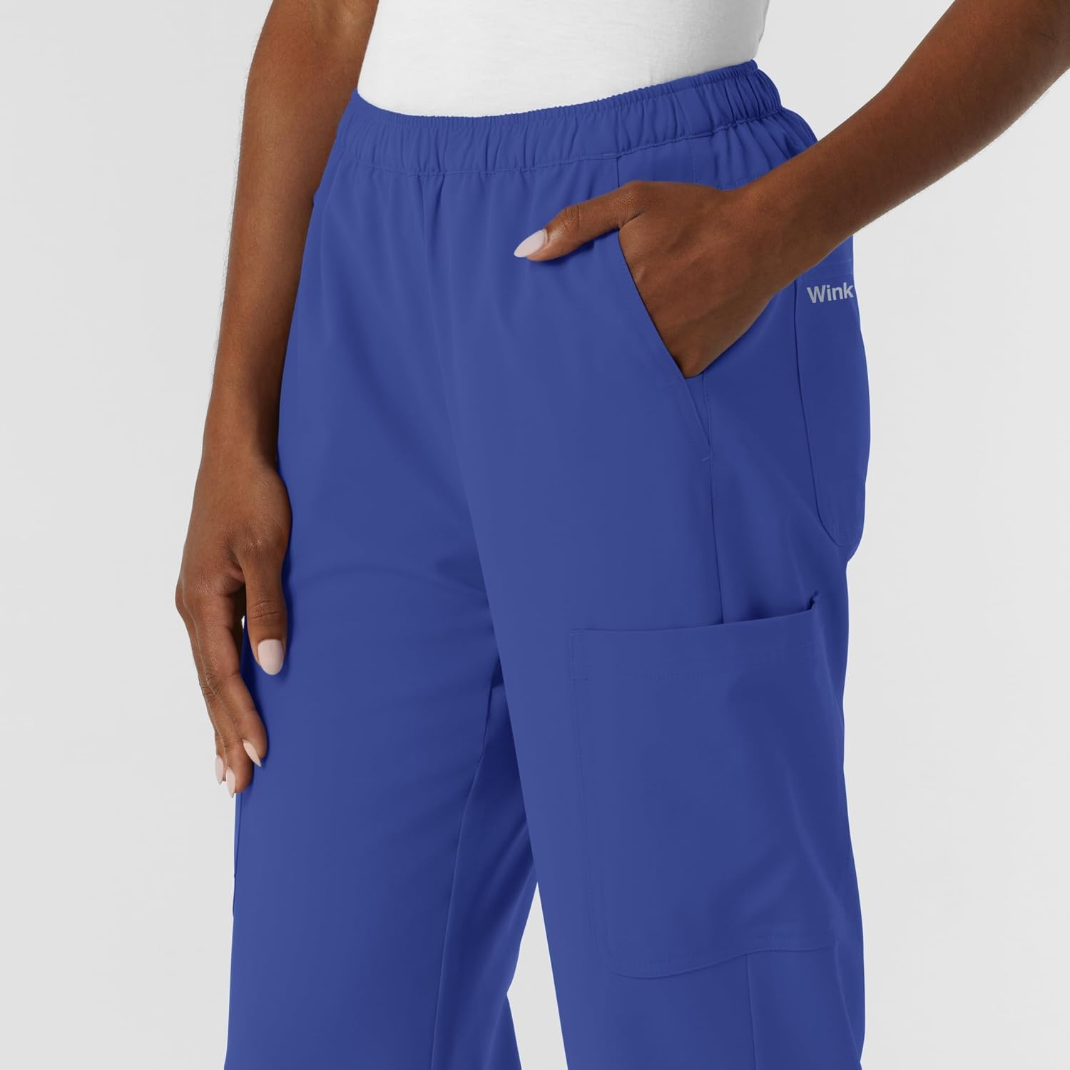 Wink NURTUR Women’s Straight Leg Cargo Scrub Pant, Galaxy Blue, L PET