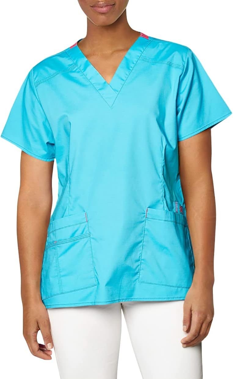 WonderWink Women’s Wonderflex Verity Scrub Top, Aqua, Large