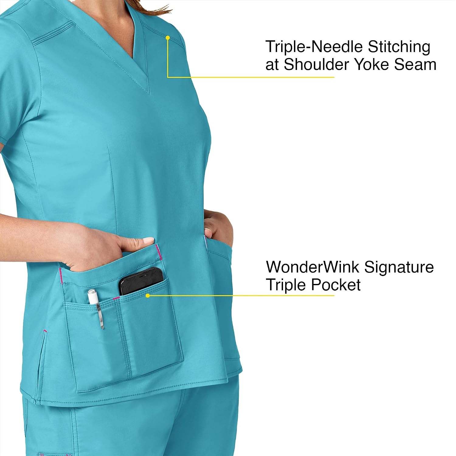 WonderWink Women’s Wonderflex Verity Scrub Top, Aqua, Large