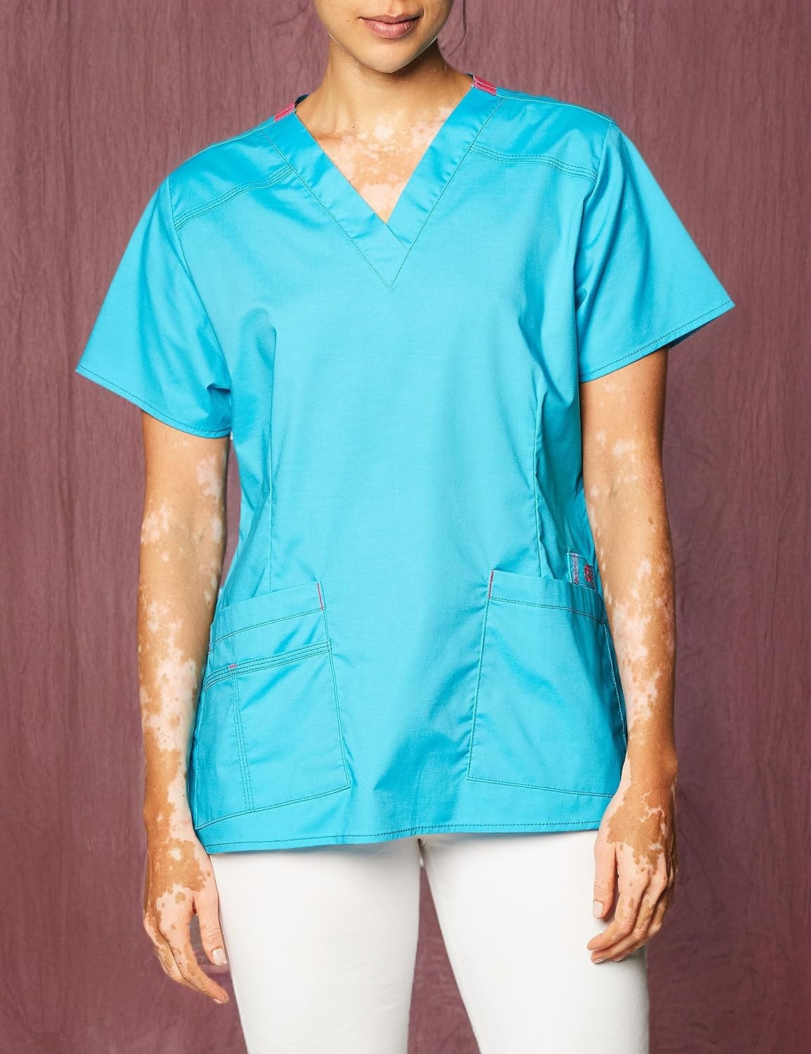 WonderWink Women’s Wonderflex Verity Scrub Top, Aqua, Large