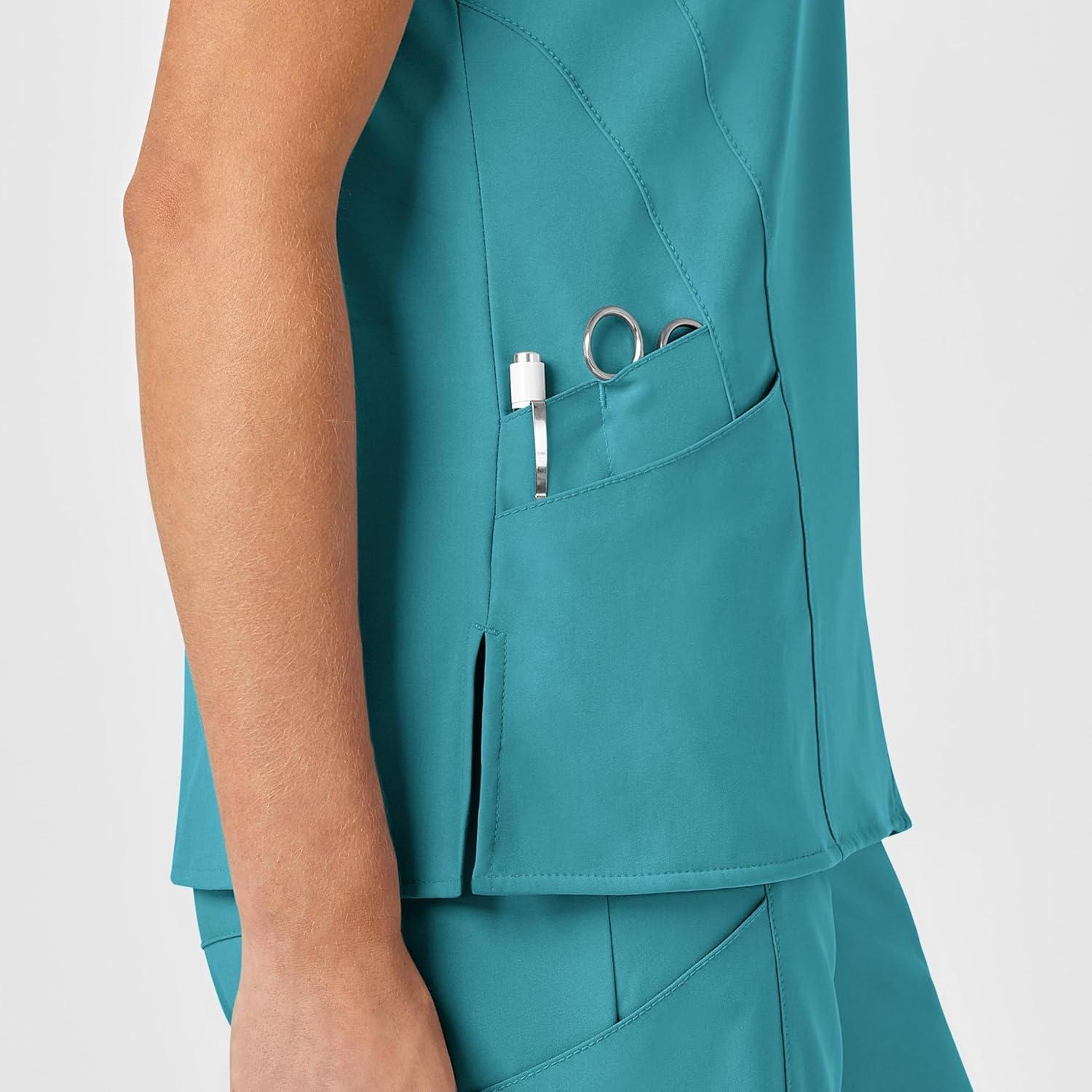 Wink Women’s Women’s Stylized V-Neck Scrub Top(Teal Blue)