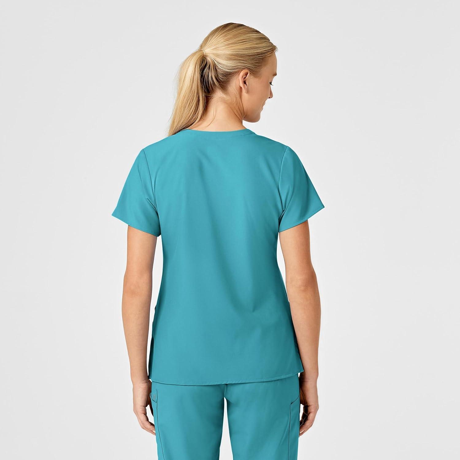 Wink Women’s Women’s Stylized V-Neck Scrub Top(Teal Blue)