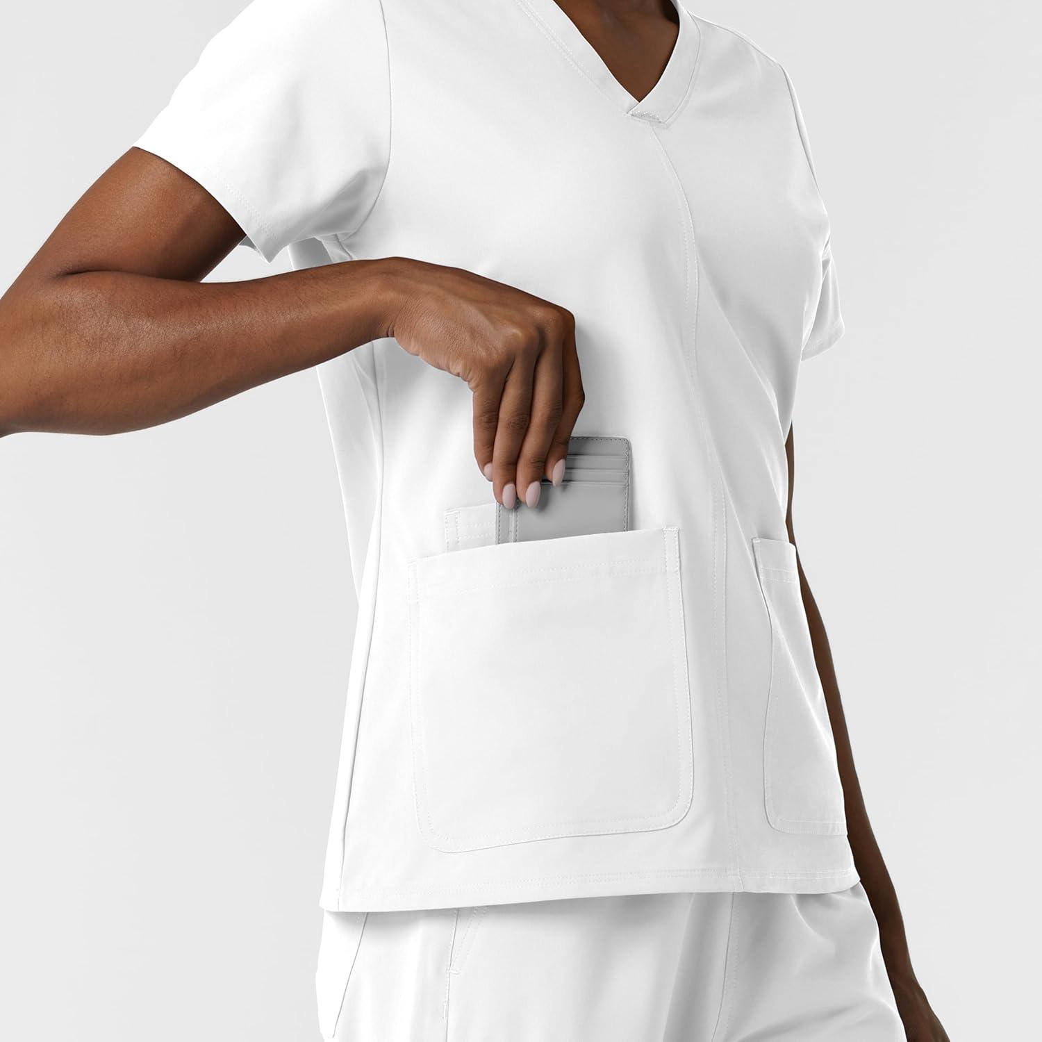 Wink NURTUR Scrubs for Women, V-Neck Scrub Top – White, 3X