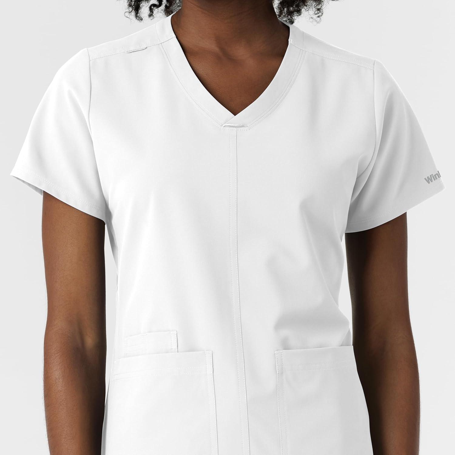 Wink NURTUR Scrubs for Women, V-Neck Scrub Top – White, 3X
