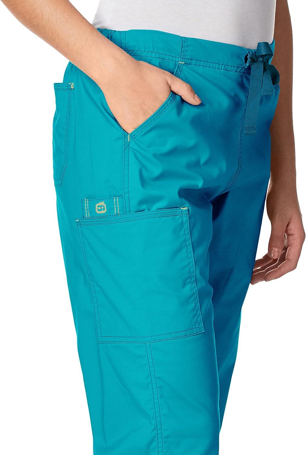 WonderWink Womens Grace Flare Leg Cargo PantMedical Scrubs Pants(Real Teal)