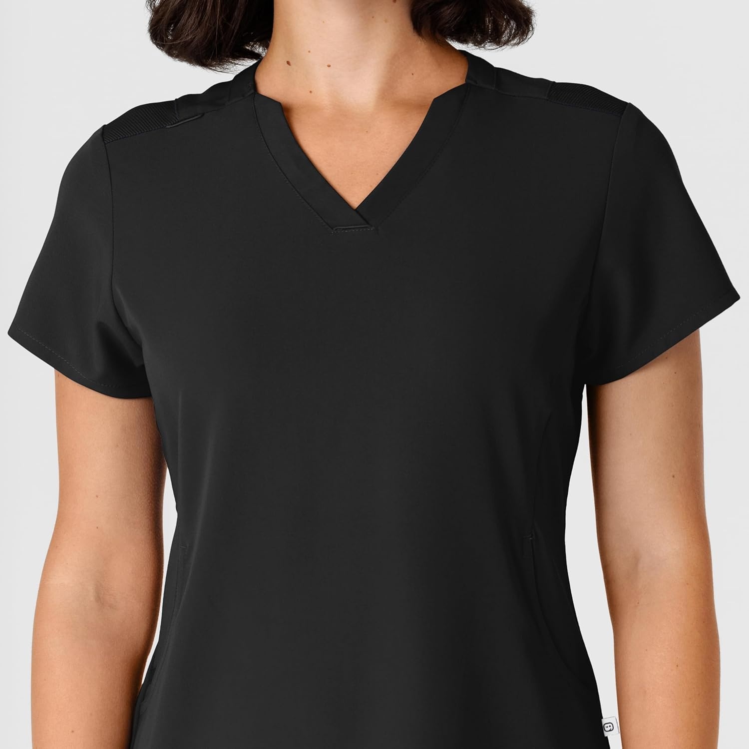 Wink Nova Women’s Flex-n-Reach Shoulder Panel V-Neck Scrub Top(Black)