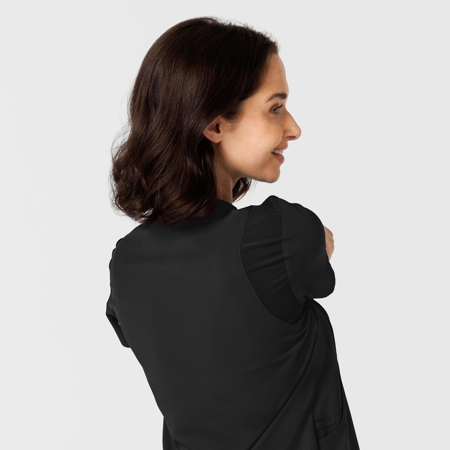 Wink Nova Women’s Flex-n-Reach Shoulder Panel V-Neck Scrub Top(Black)
