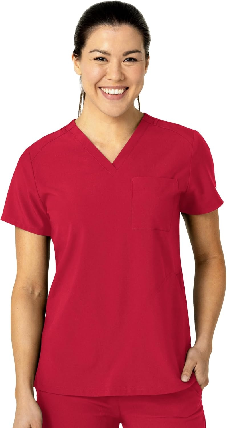 Wink Women’s Women’s Flex-n-Reach V-Neck Scrub Top(Red)