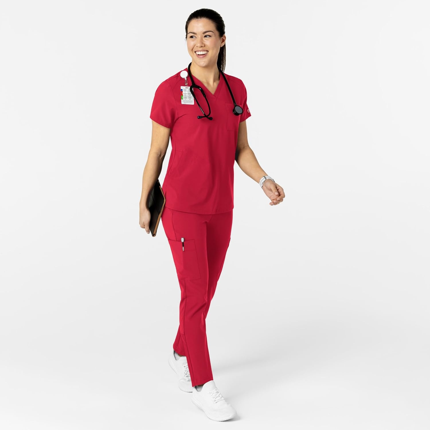 Wink Women’s Women’s Flex-n-Reach V-Neck Scrub Top(Red)