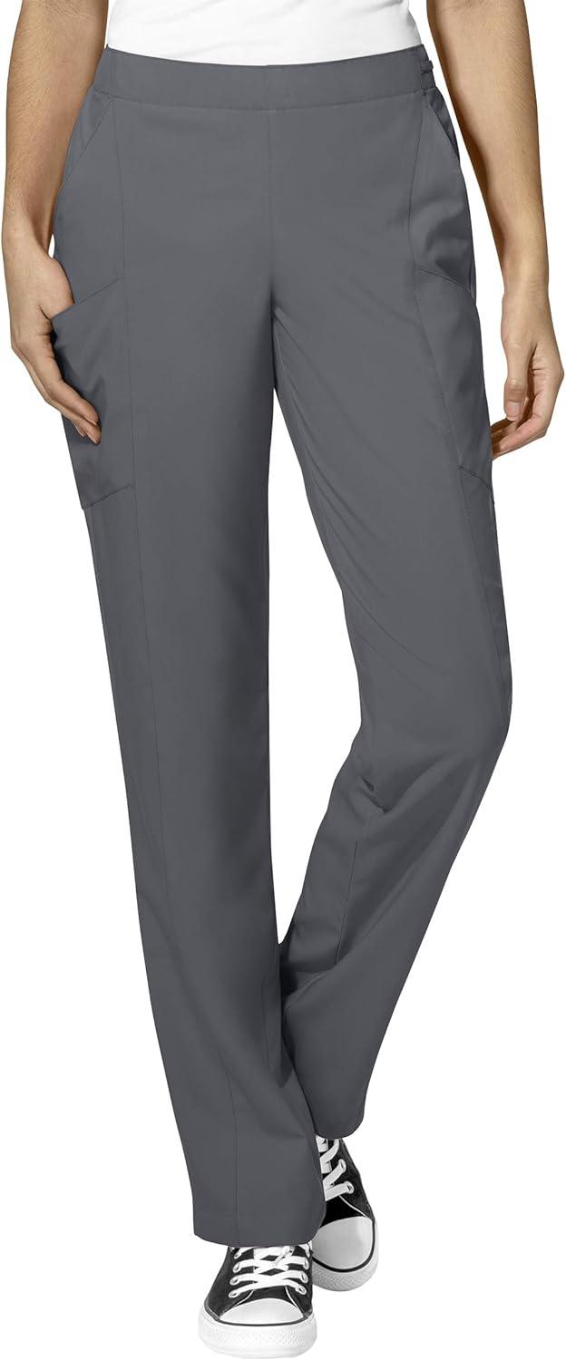 WonderWink W123 Women’s Mock Wrap Top & Flat Front Double Cargo Pant Scrub Set + Badge Reel(Pewter)