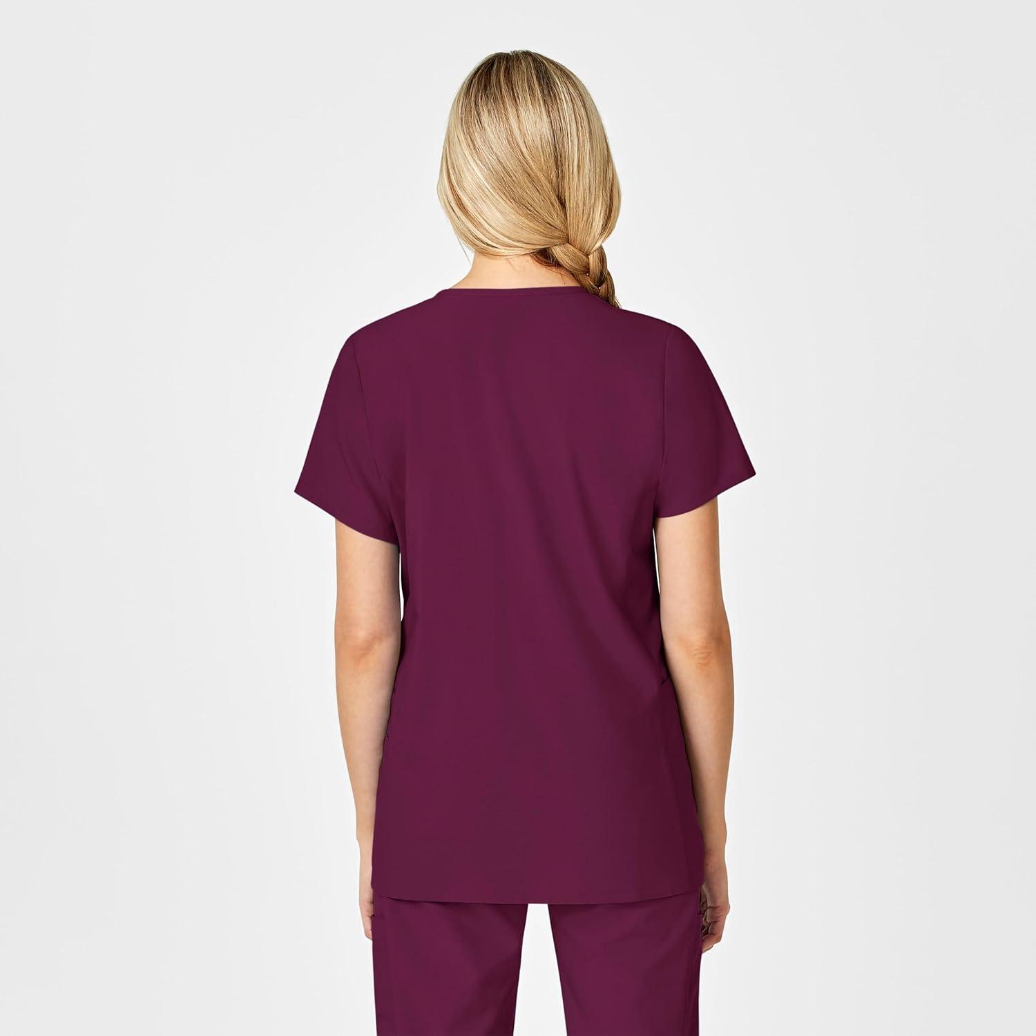 Wink Scrubs for Women, W123, Maternity V-Neck Tops with 5 Pockets(Wine)