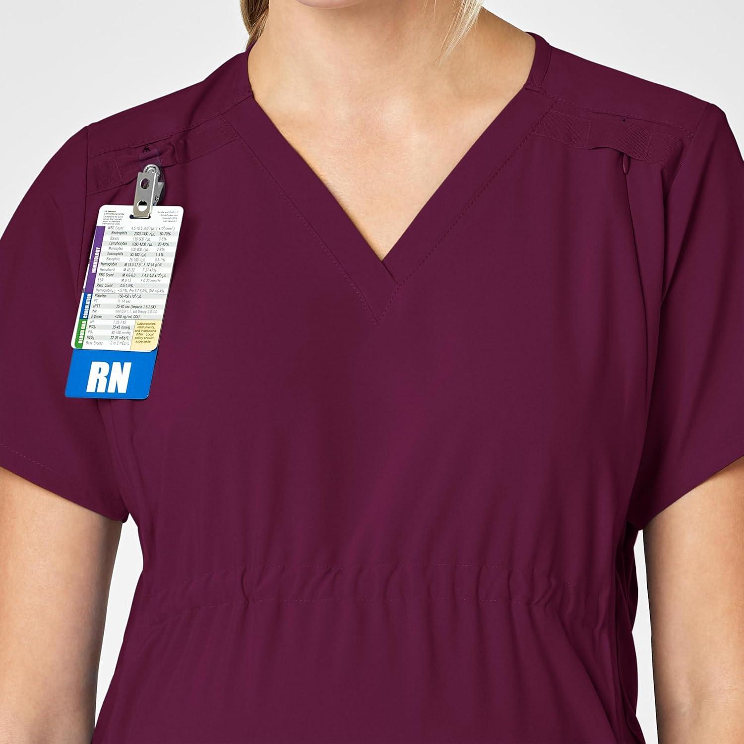 Wink Scrubs for Women, W123, Maternity V-Neck Tops with 5 Pockets(Wine)