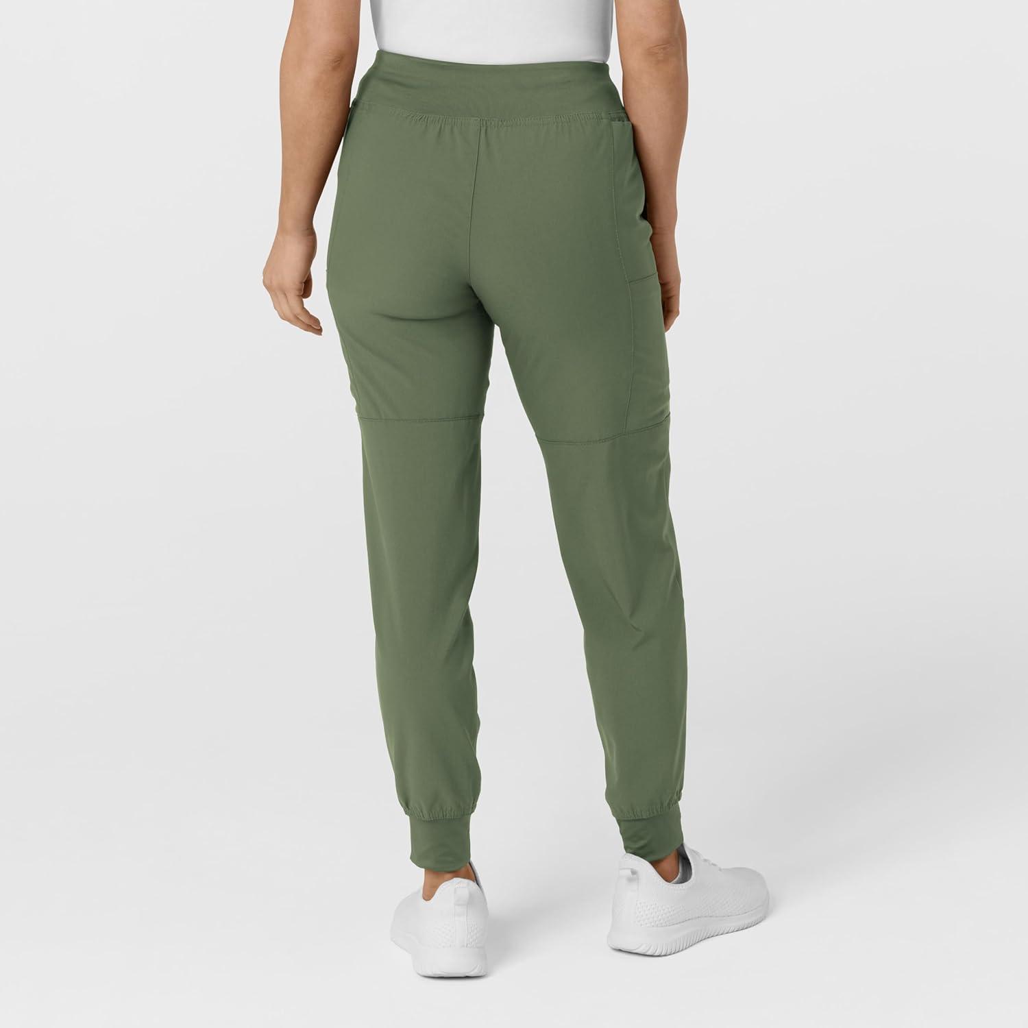 W123 Women’s Comfort Waist Cargo Jogger Scrub Pant(Olive)