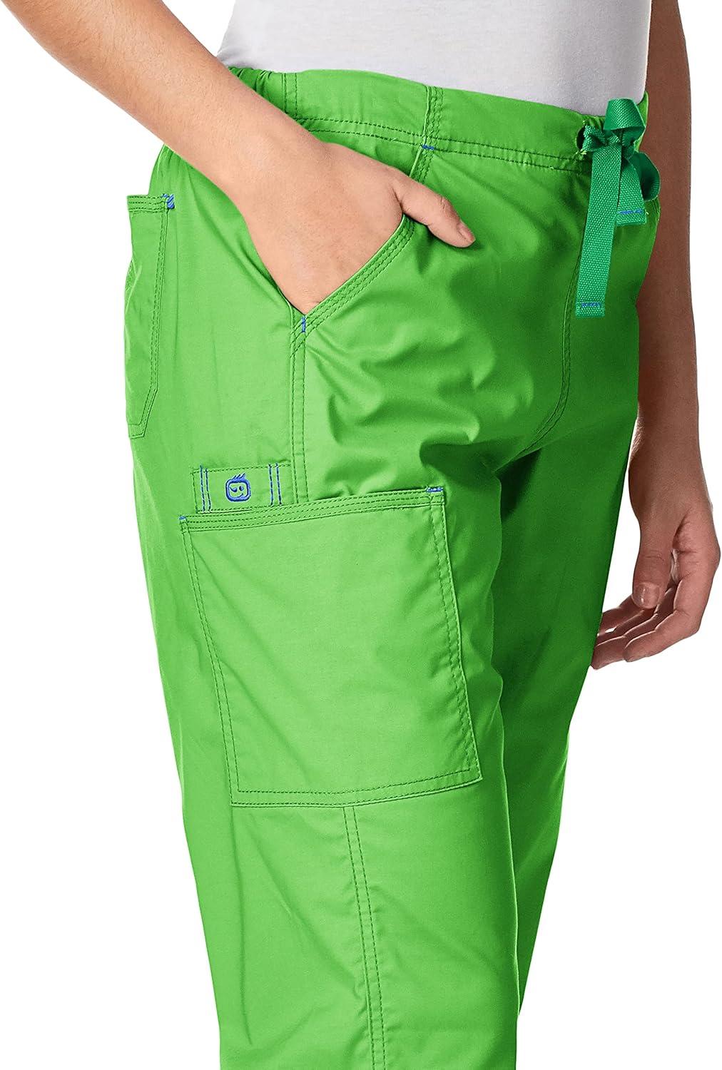 WonderWink Womens Grace Flare Leg Cargo PantMedical Scrubs Pants(Green Apple)