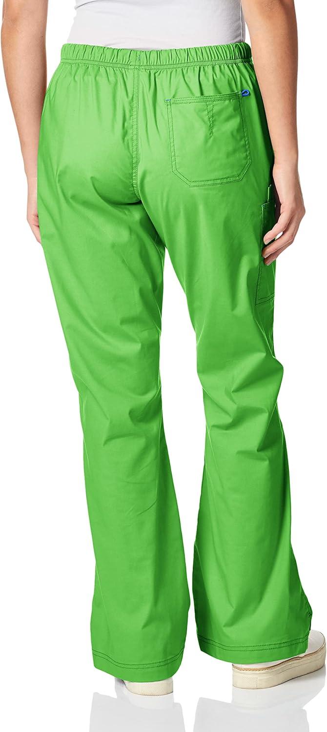 WonderWink Womens Grace Flare Leg Cargo PantMedical Scrubs Pants(Green Apple)