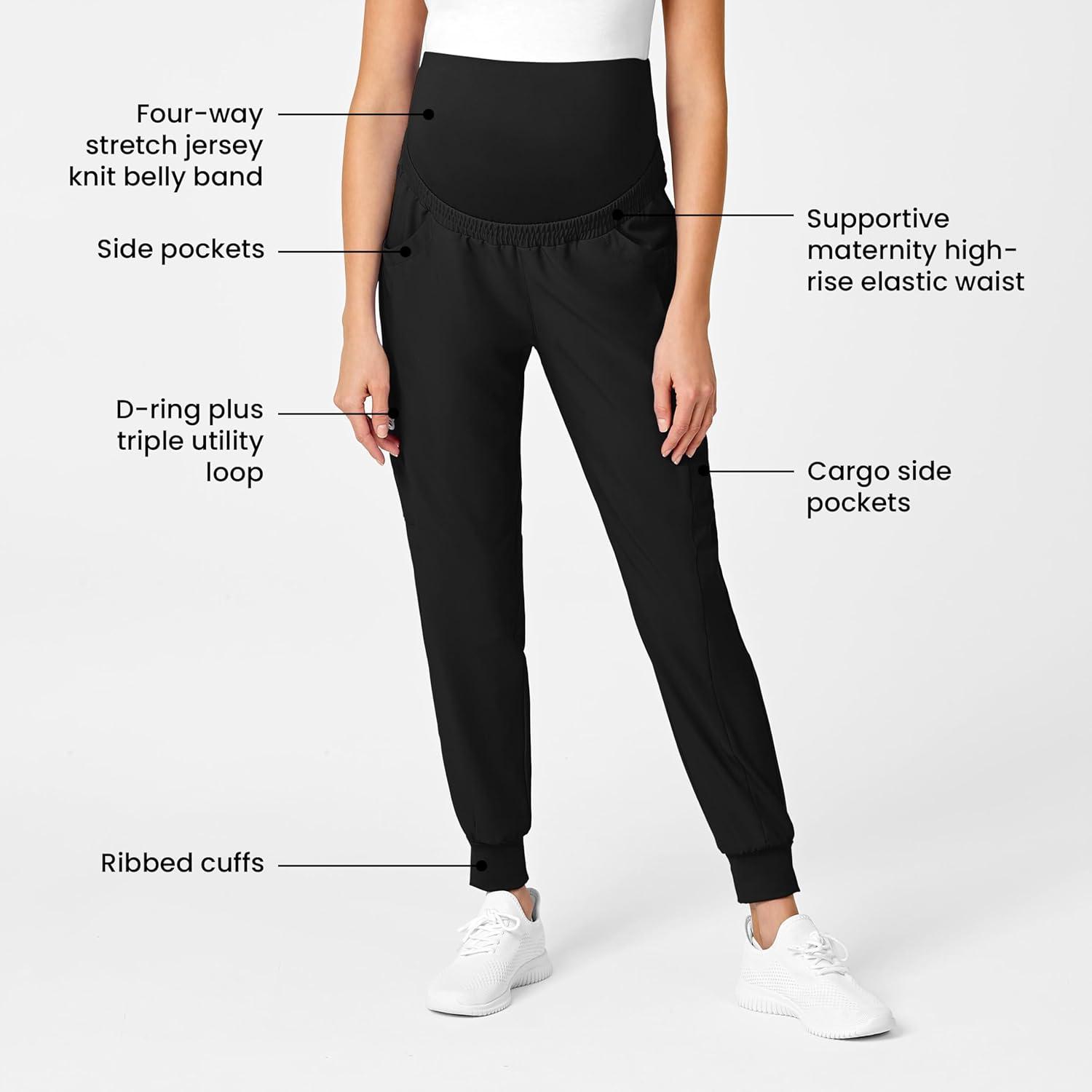 WonderWink Women’s W123 Maternity Jogger Scrub Pant(Black)