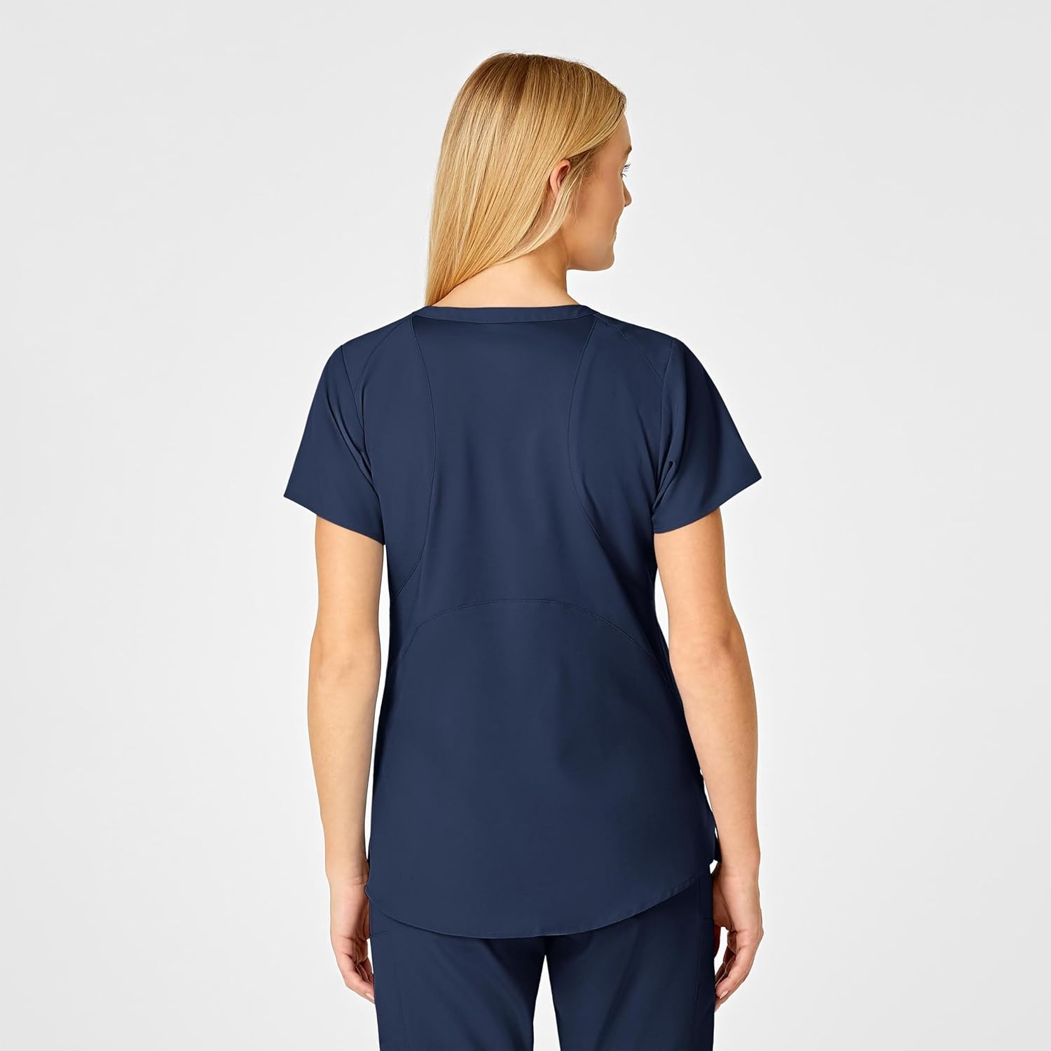 Wink W123 Women’s Flex Back Stylized V-Neck Scrub Top, Navy, X-Small