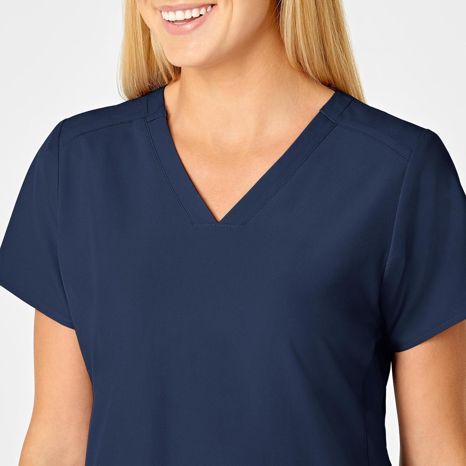 Wink W123 Women’s Flex Back Stylized V-Neck Scrub Top, Navy, X-Small