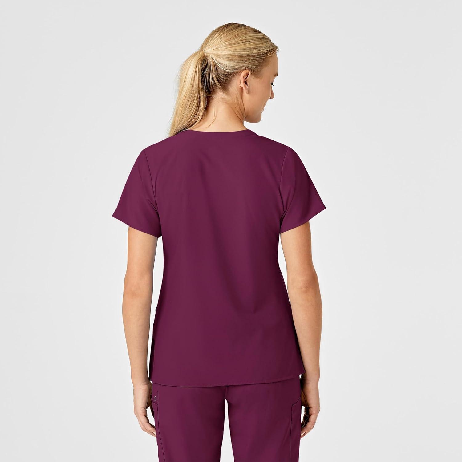 Wink Women’s Women’s Stylized V-Neck Scrub Top(Wine)