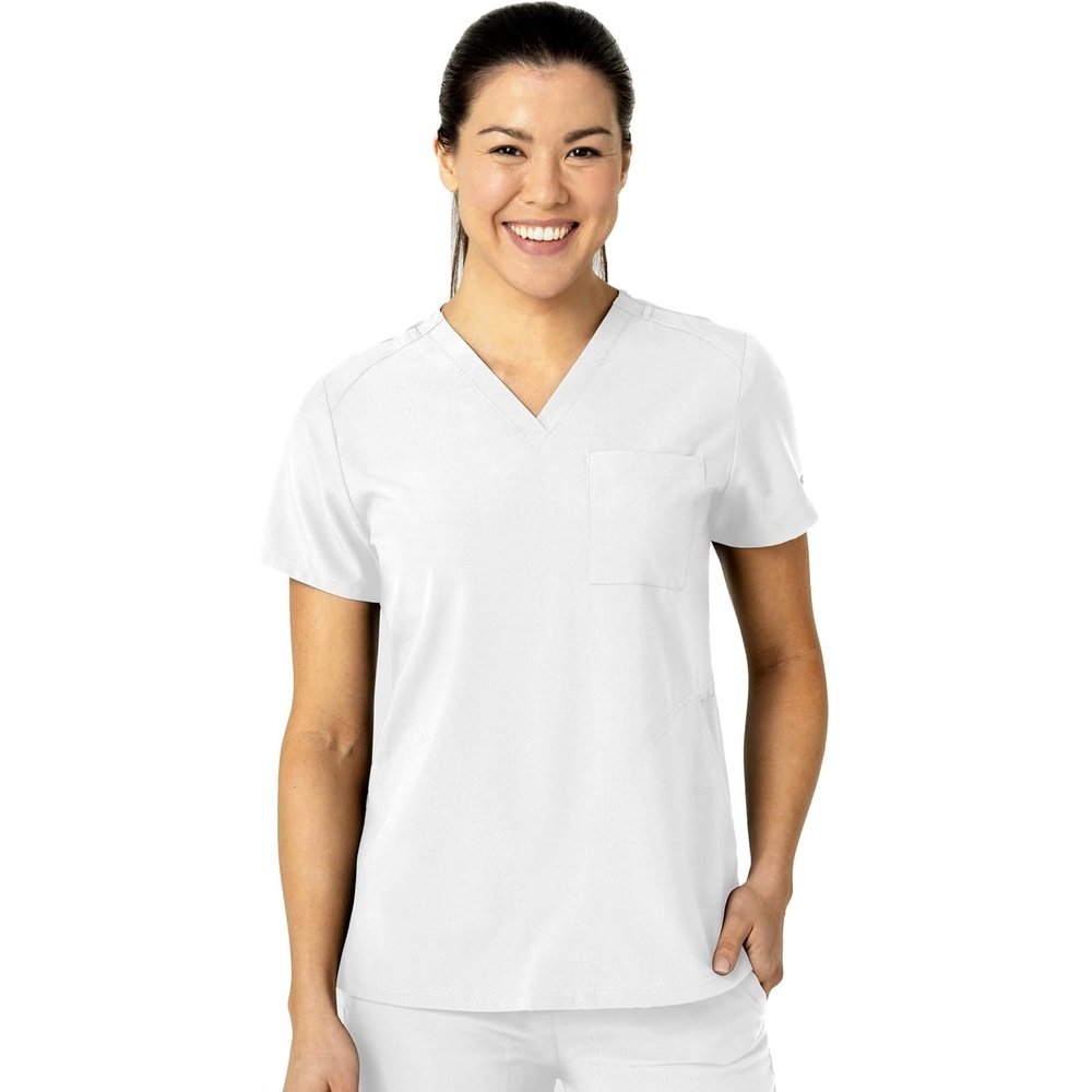 Wink Women’s Women’s Flex-n-Reach V-Neck Scrub Top(White)