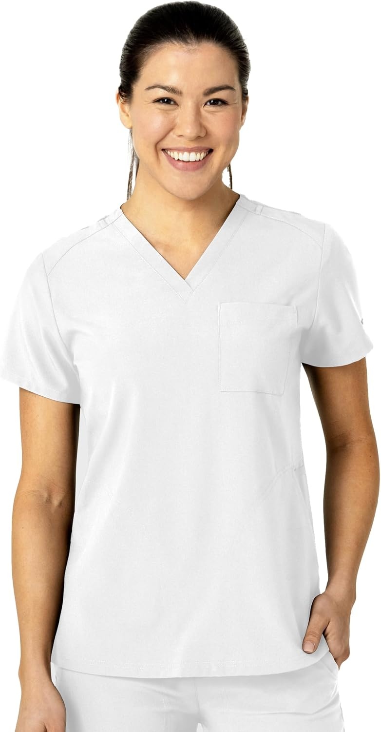 Wink Women’s Women’s Flex-n-Reach V-Neck Scrub Top(White)