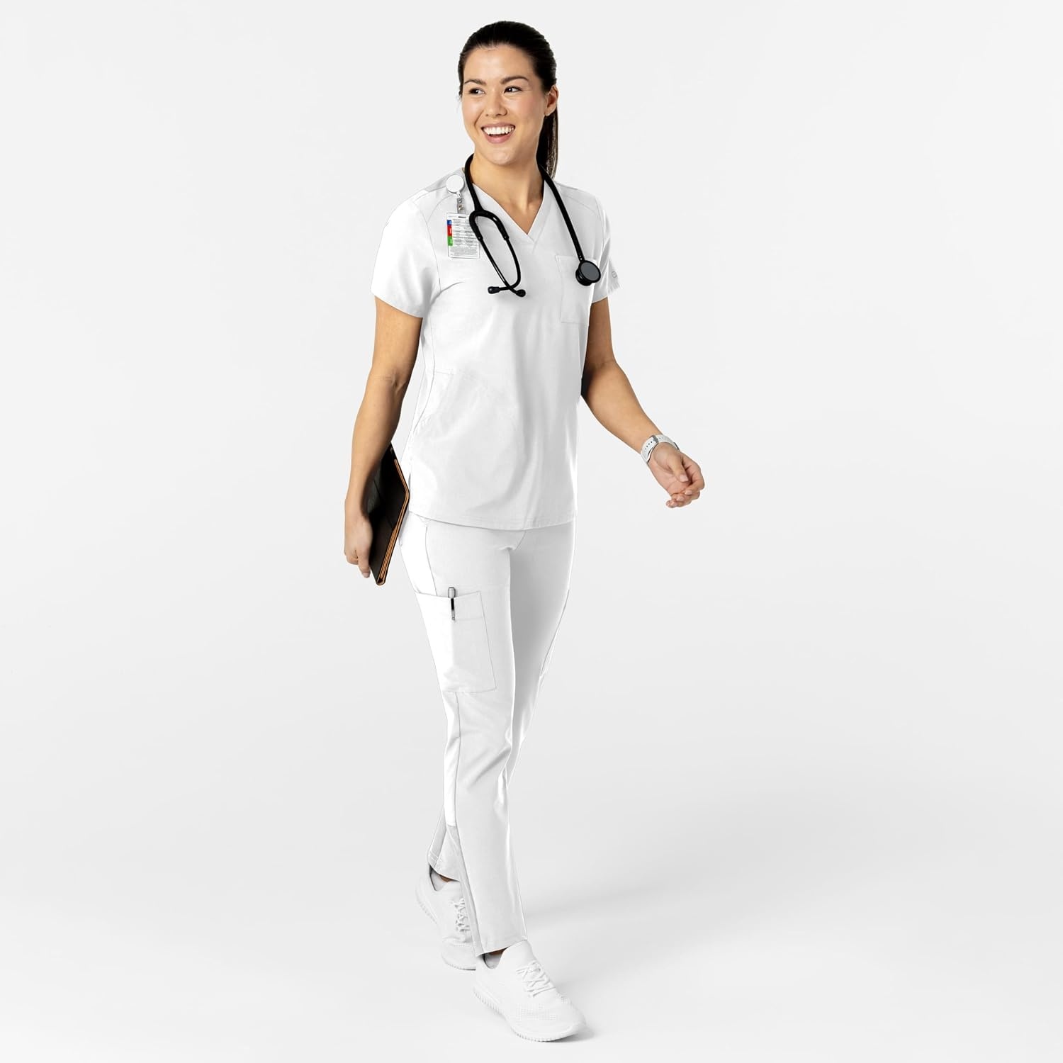 Wink Women’s Women’s Flex-n-Reach V-Neck Scrub Top(White)