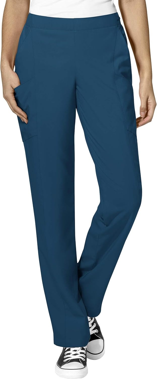 WonderWink W123 Women’s Stylized V-neck Top & Flat Front Double Cargo Pant Scrub Set + Badge Reel