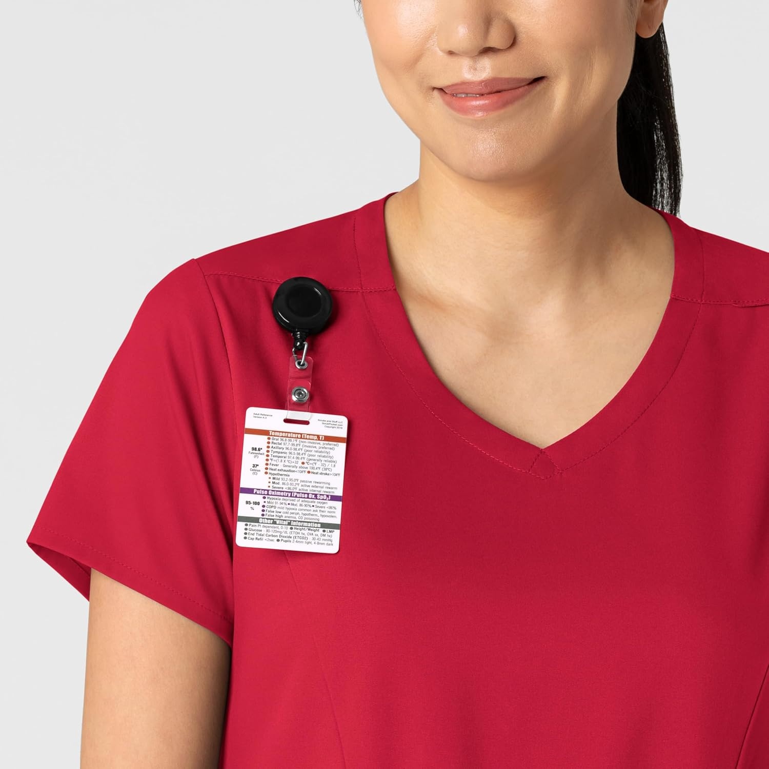 Wink Boundless Women’s 2-Pocket V-Neck Scrub Top(Red)