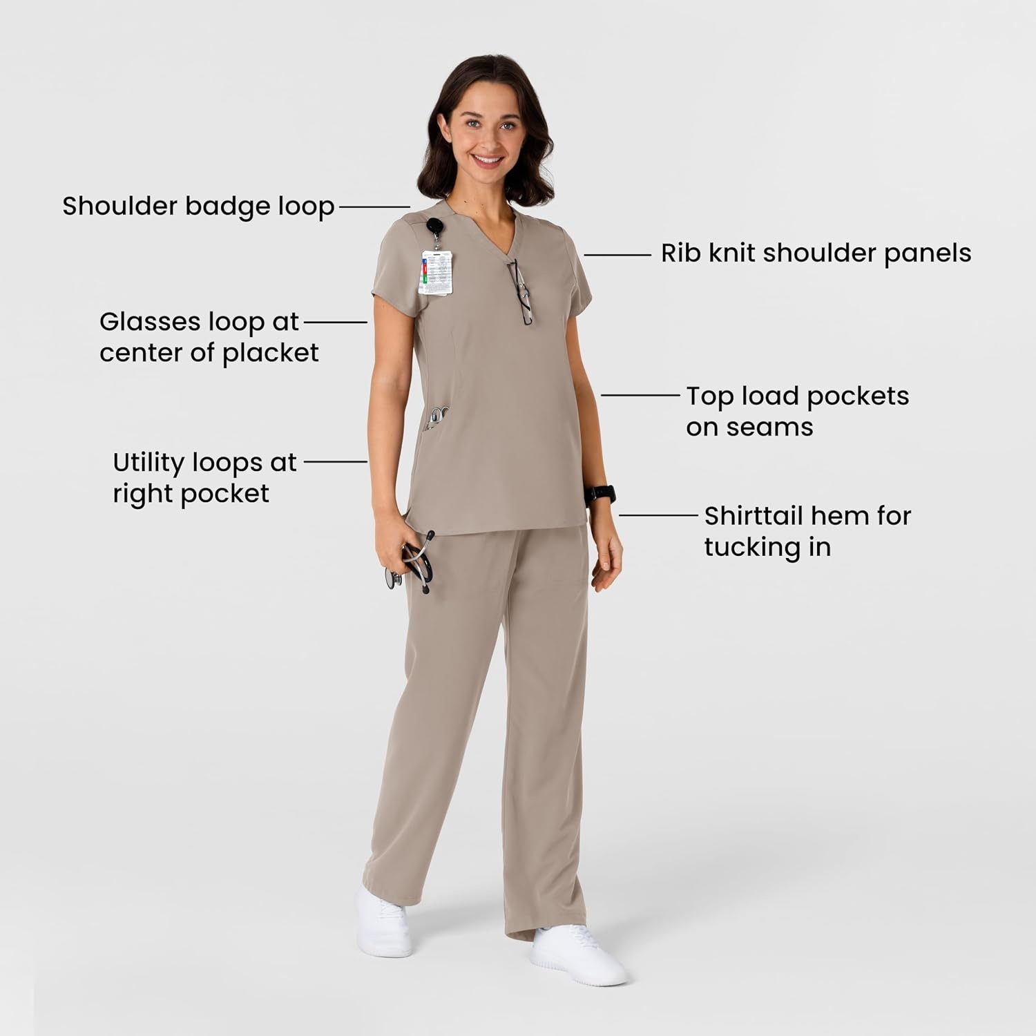 Wink Nova Women’s Flex-n-Reach Shoulder Panel V-Neck Scrub Top(Haze)