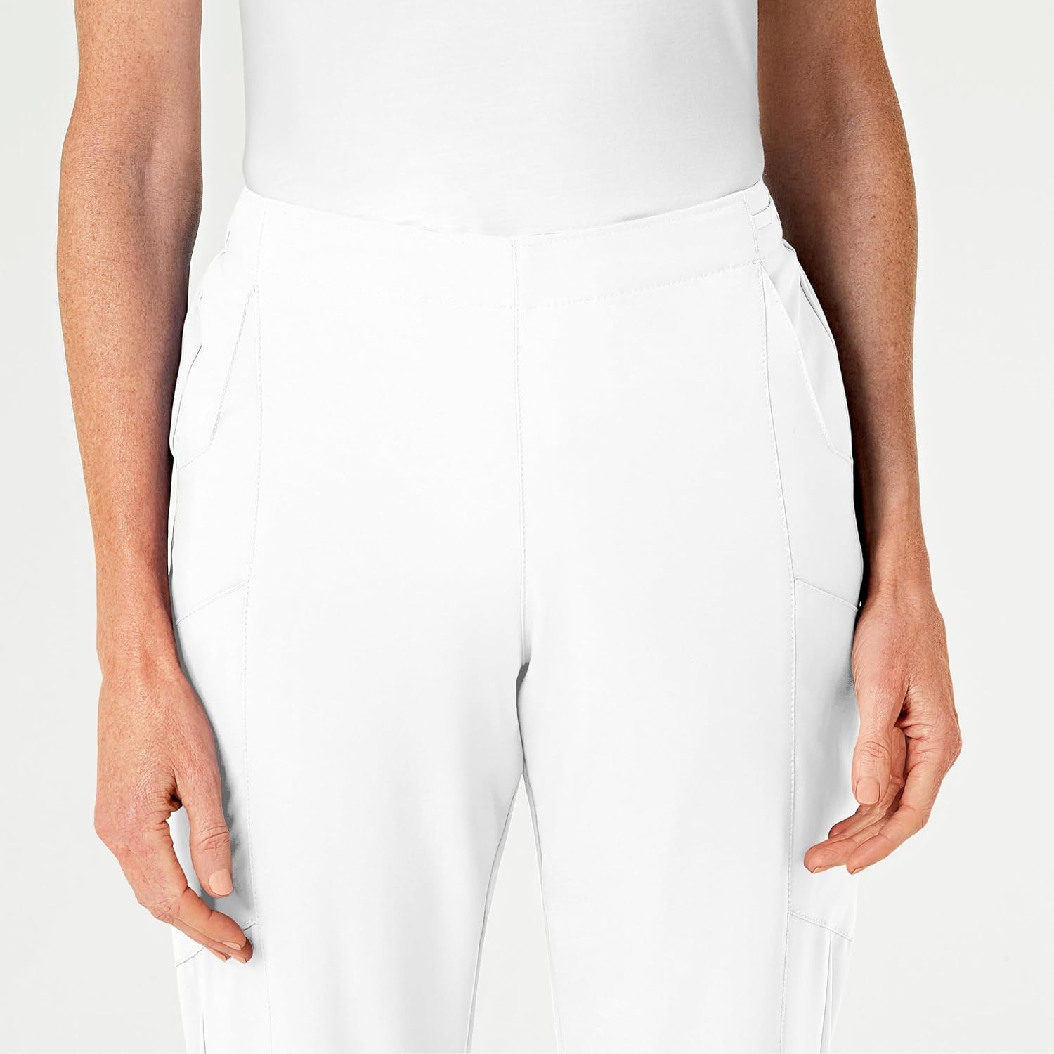 Women’s Flat Front Cargo Pant(White)