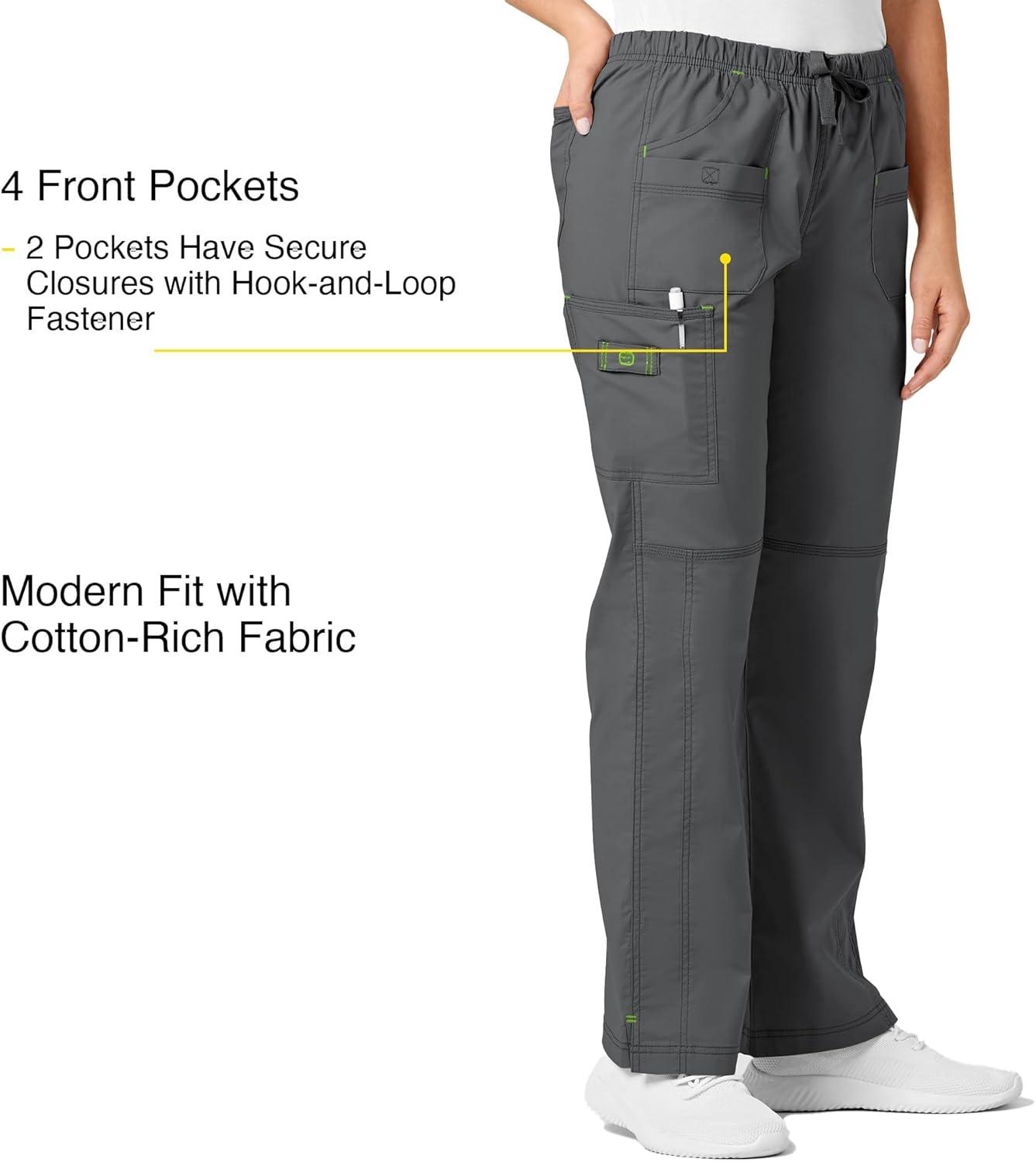 WonderWink Women’s Wonderflex Faith Scrub Pant(Charcoal)