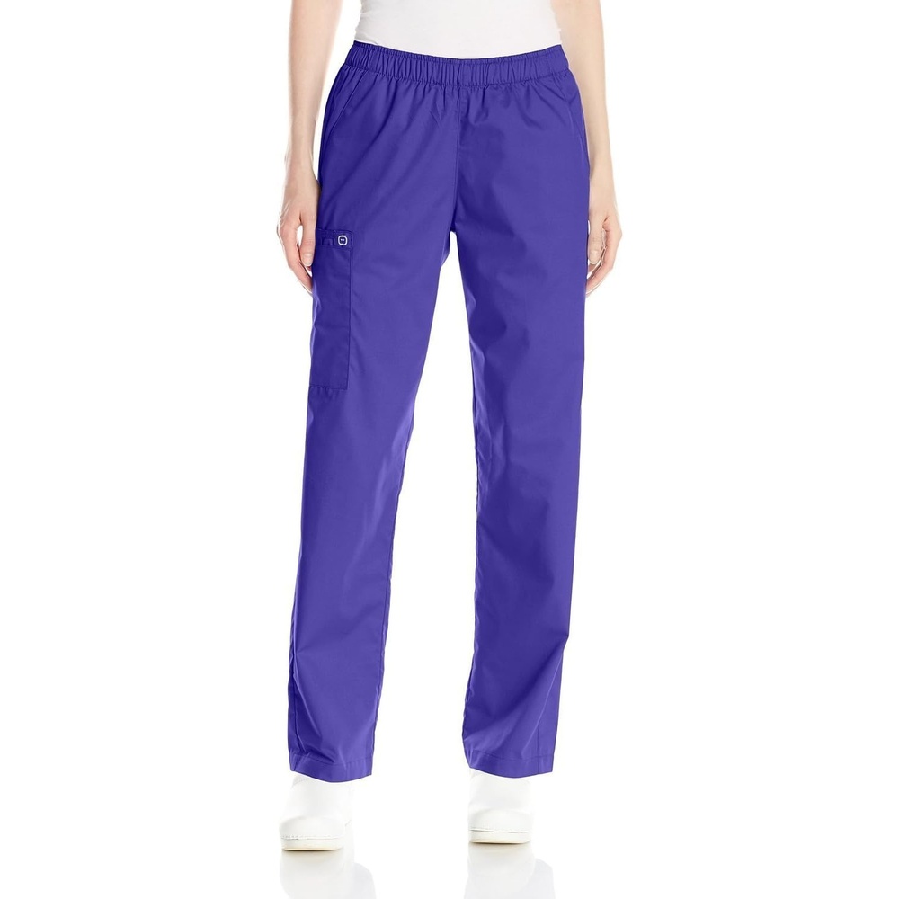 Wink Scrubs for Women, Boundless, Classic Wide Leg Cargo Pants with Full Drawstring and 8 Pockets(Grape)