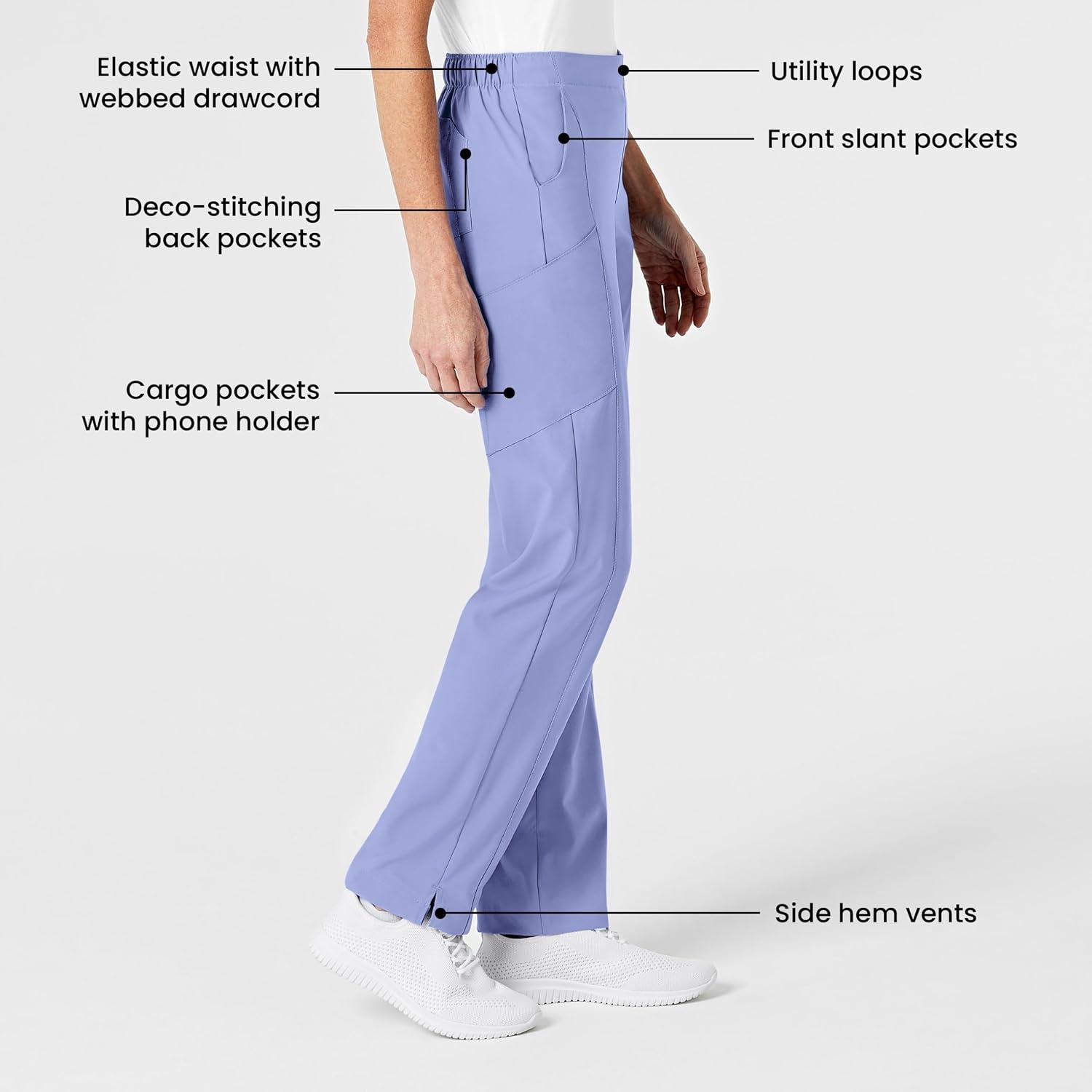 Women’s Flat Front Cargo Pant(Ceil Blue)