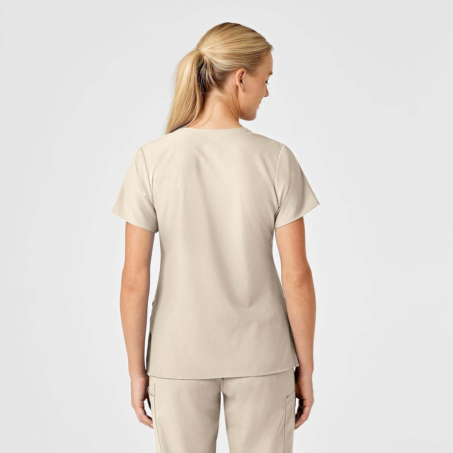 Wink Women’s Women’s Stylized V-Neck Scrub Top(Khaki)
