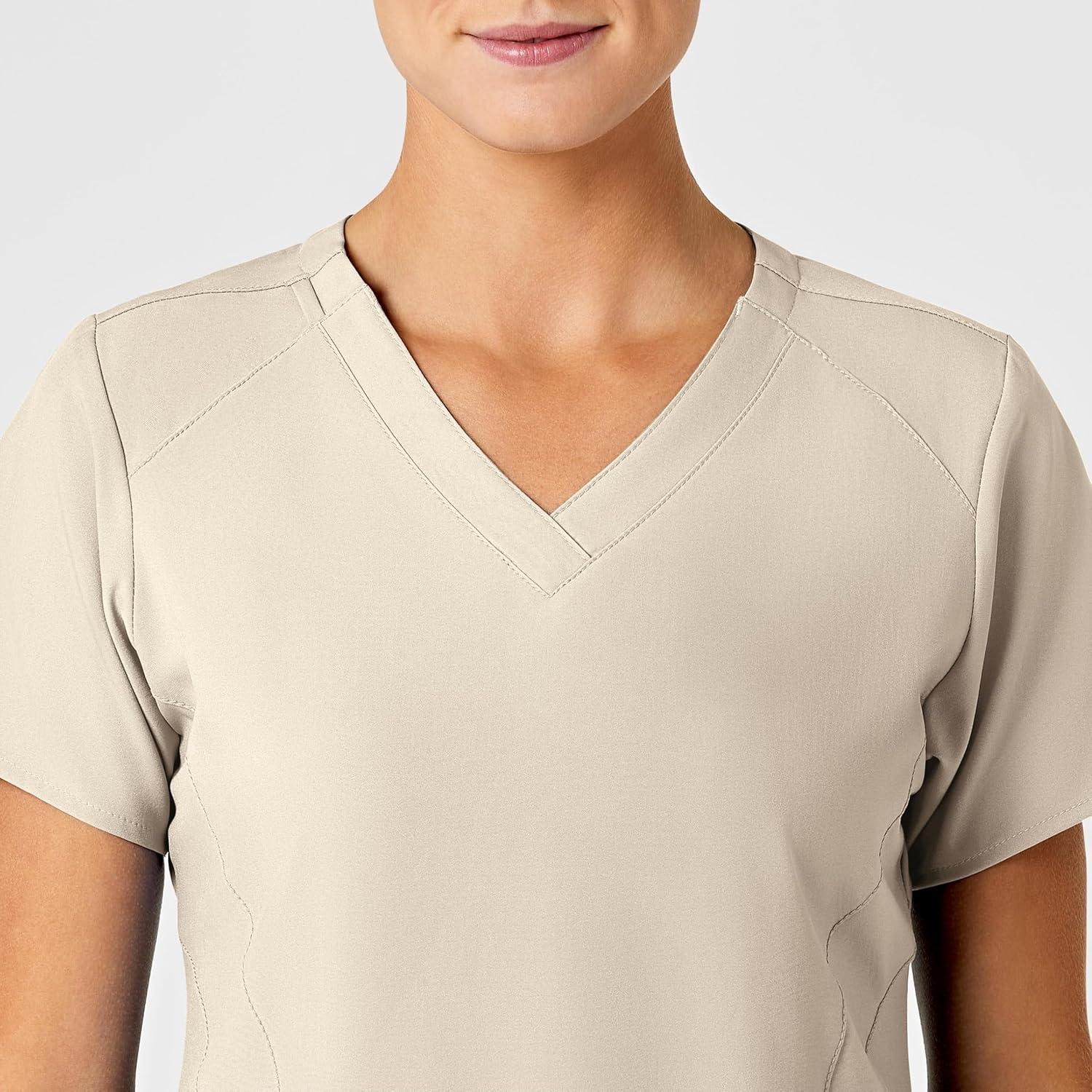 Wink Women’s Women’s Stylized V-Neck Scrub Top(Khaki)
