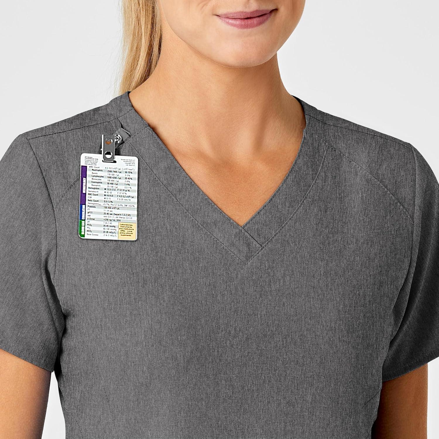 Wink Women’s Women’s Stylized V-Neck Scrub Top(Charcoal Heather)