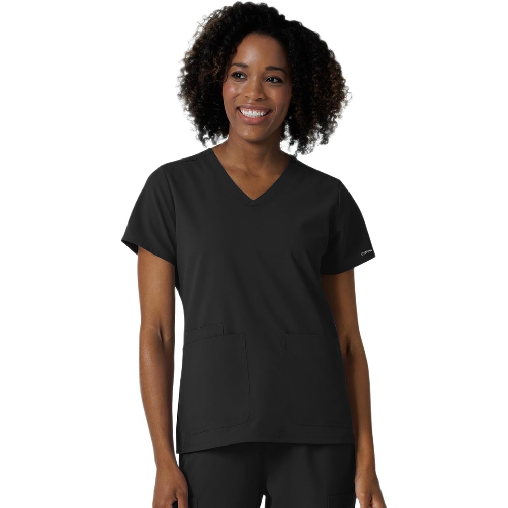 Wink Women’s Women’s V-Neck Scrub Top(Black)