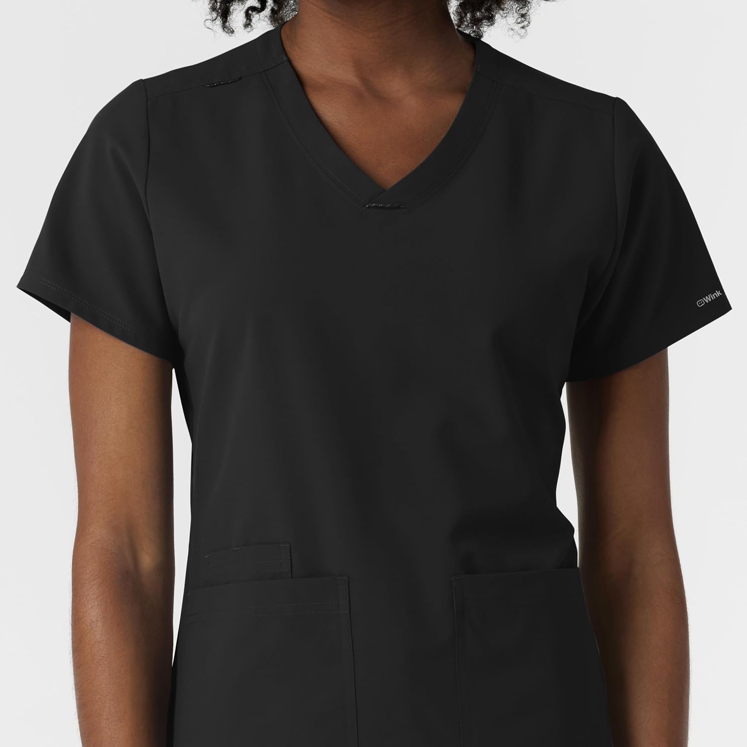 Wink Women’s Women’s V-Neck Scrub Top(Black)