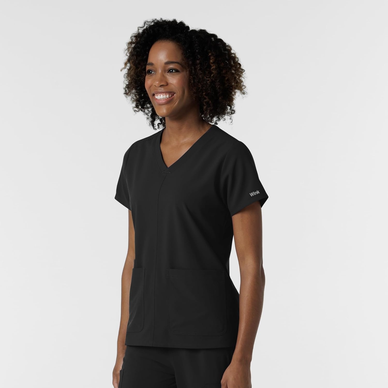 Wink Women’s Women’s V-Neck Scrub Top(Black)