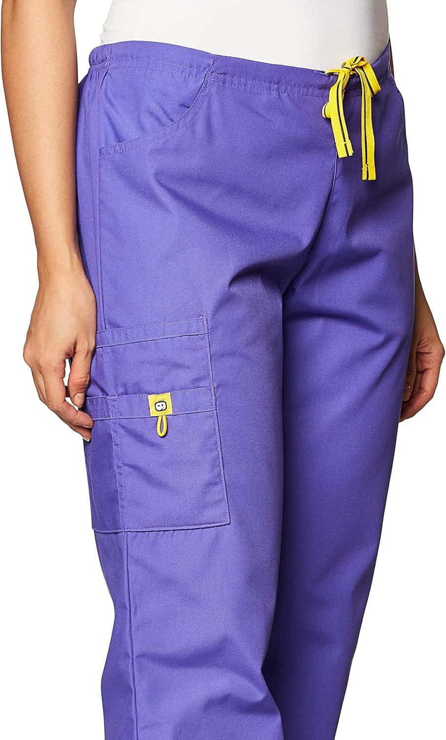 WonderWink Women’s Scrubs Romeo Six-Pocket Flare Leg Pant – XS-5XL, 6 Pockets, Elastic Waistband with Convertible Drawstring(Lavender)