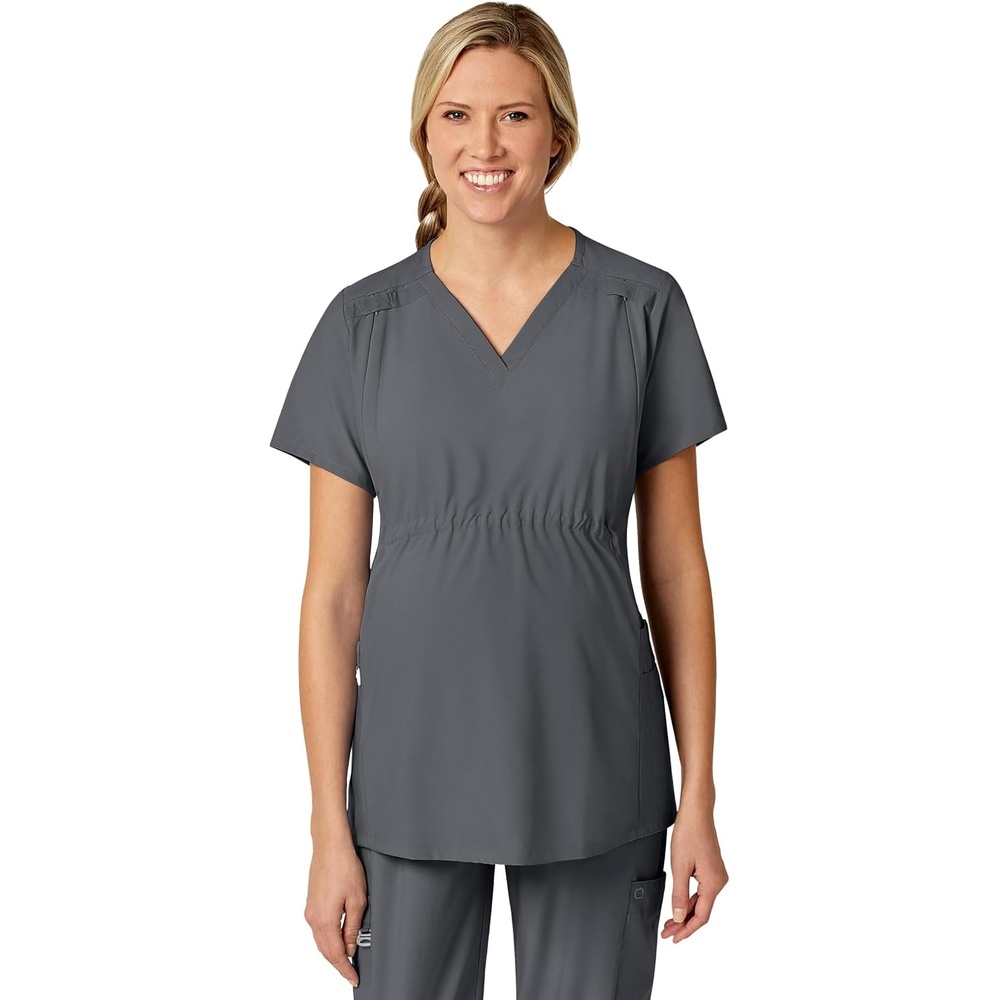 Wink W123 Maternity V-Neck Scrub Top(Pewter)