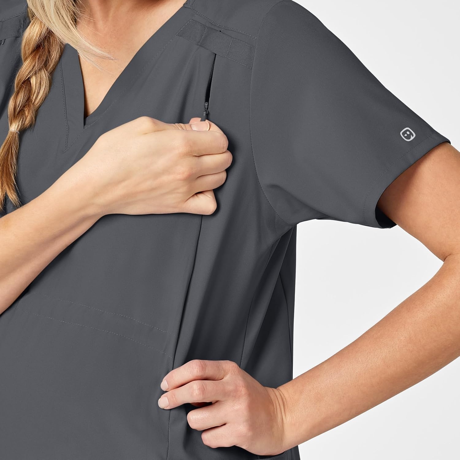 Wink W123 Maternity V-Neck Scrub Top(Pewter)
