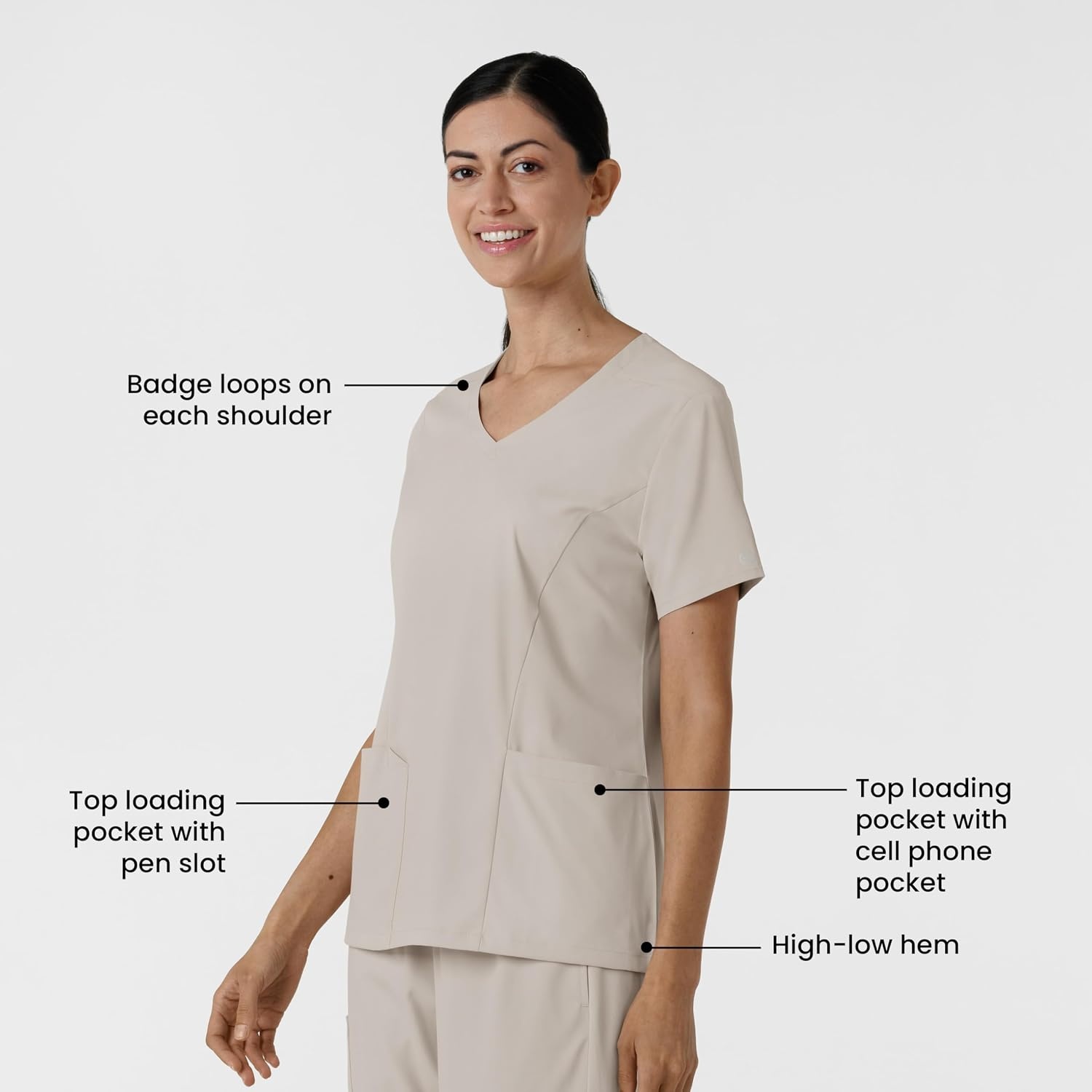 Wink Boundless Women’s 2-Pocket V-Neck Scrub Top(Cloud)