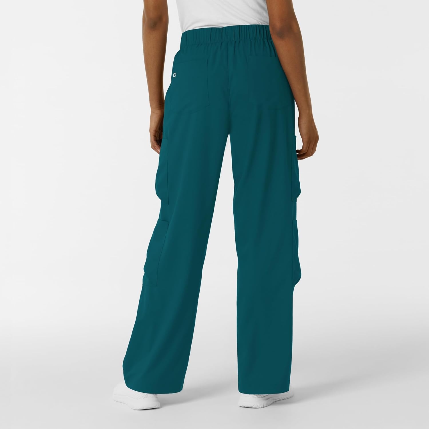 Wink Scrubs for Women, Boundless, Classic Wide Leg Cargo Pants with Full Drawstring and 8 Pockets(Caribbean)