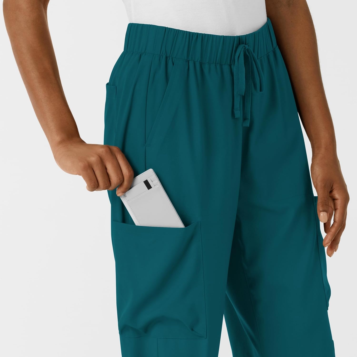 Wink Scrubs for Women, Boundless, Classic Wide Leg Cargo Pants with Full Drawstring and 8 Pockets(Caribbean)