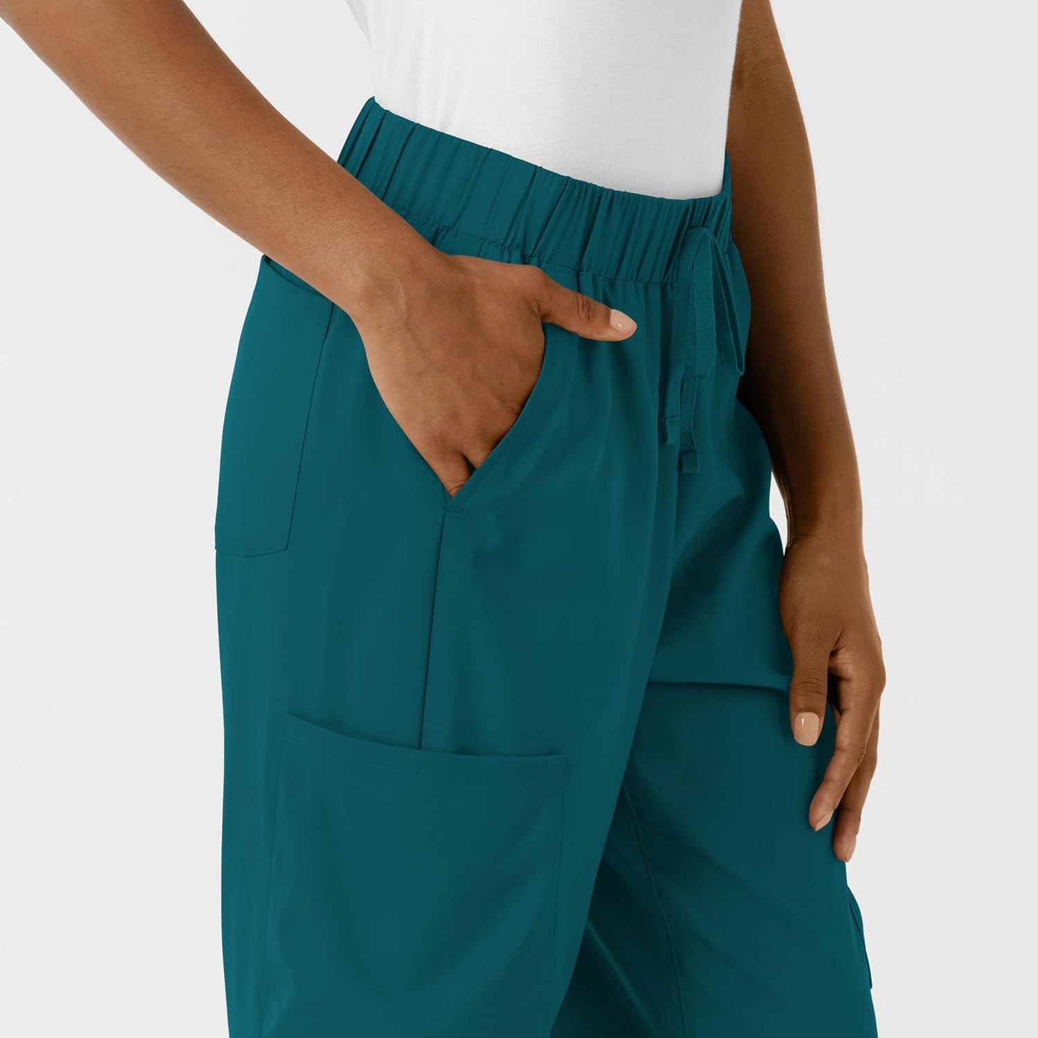 Wink Scrubs for Women, Boundless, Classic Wide Leg Cargo Pants with Full Drawstring and 8 Pockets(Caribbean)