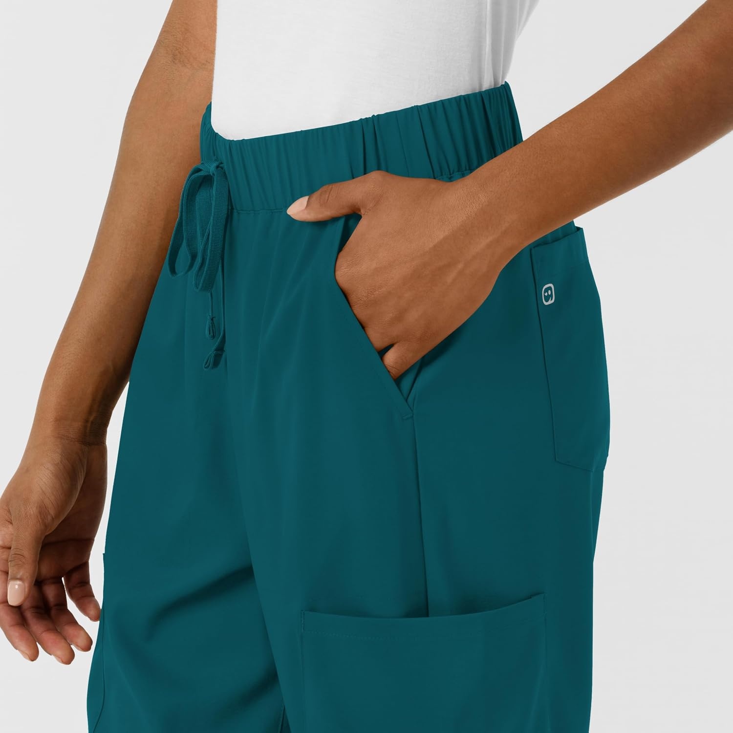 Wink Scrubs for Women, Boundless, Classic Wide Leg Cargo Pants with Full Drawstring and 8 Pockets(Caribbean)