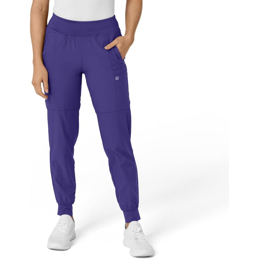 W123 Women’s Comfort Waist Cargo Jogger Scrub Pant(Grape)
