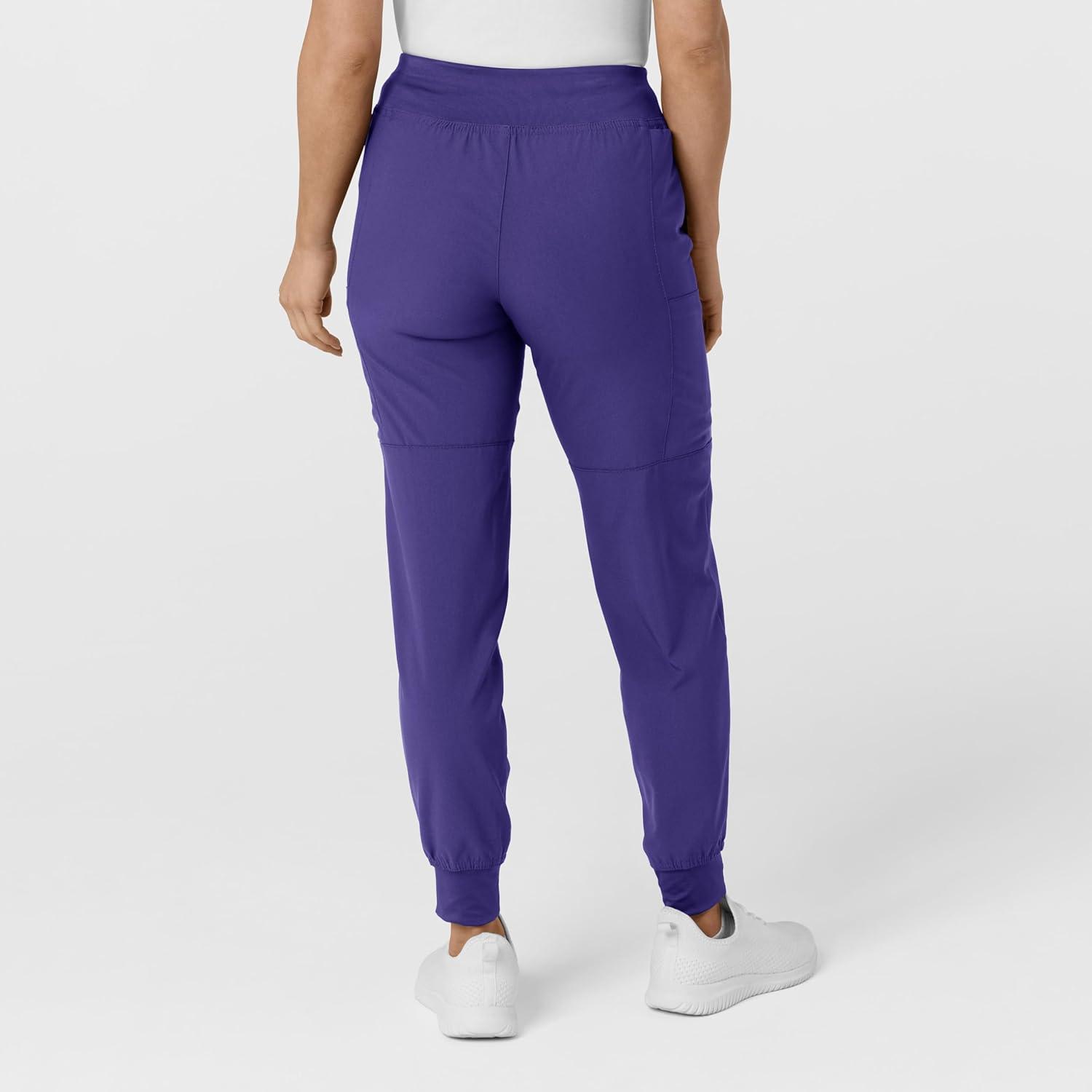 W123 Women’s Comfort Waist Cargo Jogger Scrub Pant(Grape)
